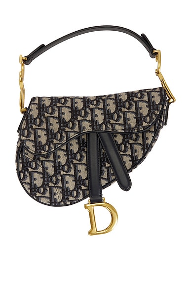 FWRD Renew Dior Oblique Mini Saddle Bag in Navy
