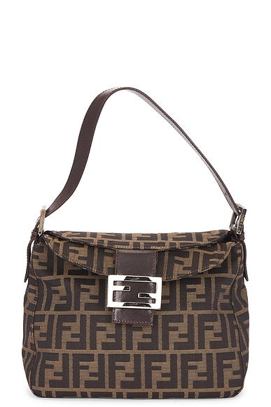 FWRD Renew Fendi Zucca Shoulder Bag in Brown
