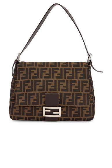 FWRD Renew Fendi Zucca Mama Forever Baguette Shoulder Bag in Tobacco Brown