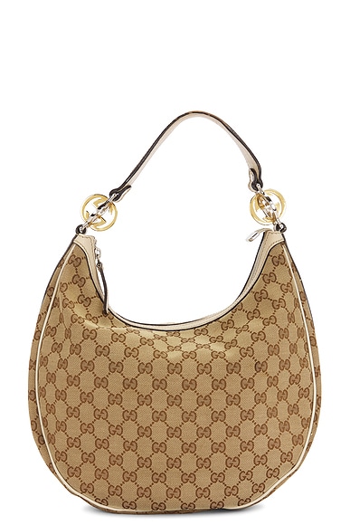 FWRD Renew Gucci Guccissima Twins Hobo Bag in Beige