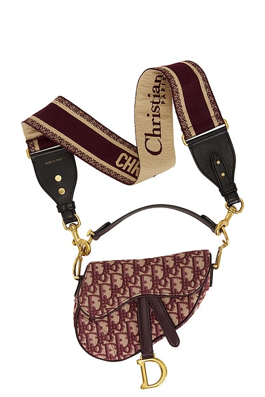 FWRD Renew Dior Oblique Mini Saddle Bag in Red