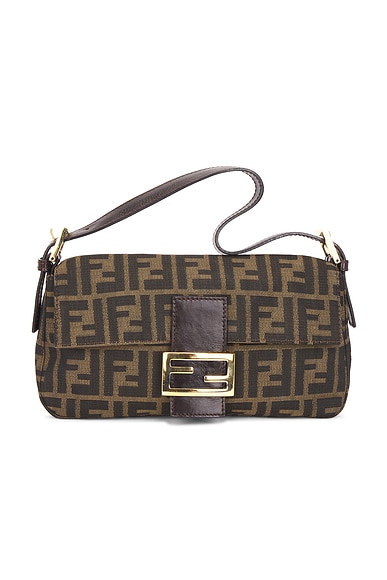 FWRD Renew Fendi Zucca Baguette Shoulder Bag in Brown