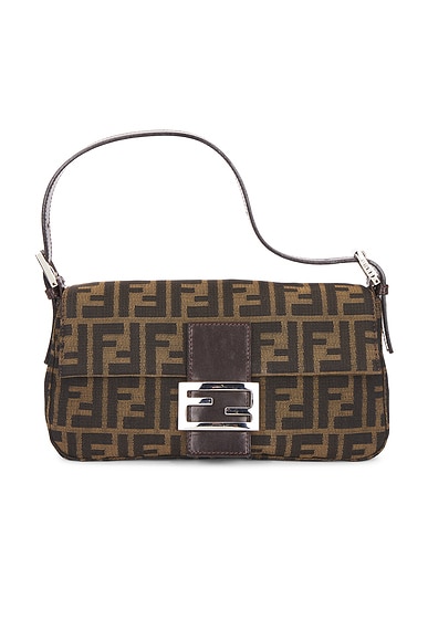 FWRD Renew Fendi Zucca Baguette Shoulder Bag in Brown