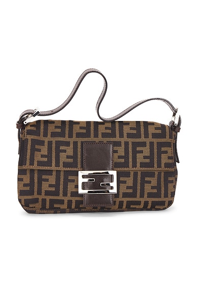FWRD Renew Fendi Zucca Baguette Shoulder Bag in Brown