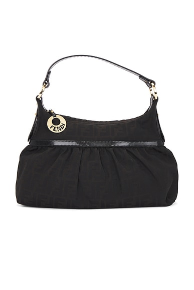 FWRD Renew Fendi Zucca Chef Shoulder Bag in Black