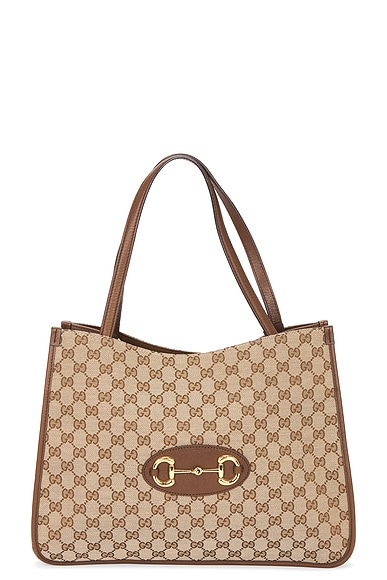 FWRD Renew Gucci Horsebit 1955 Tote Bag in Beige
