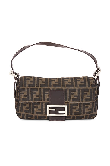 FWRD Renew Fendi Zucca Baguette Shoulder Bag in Brown
