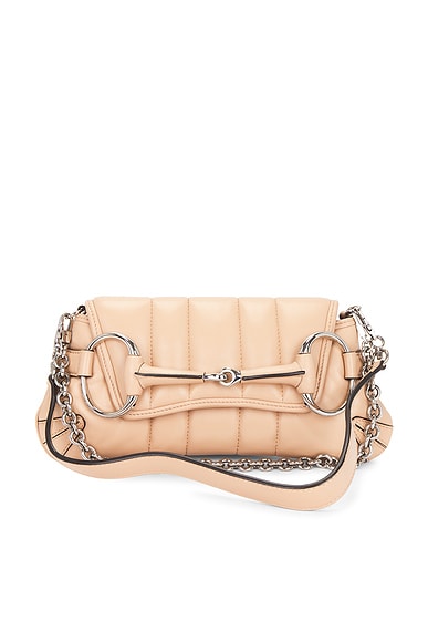 FWRD Renew Gucci Horsebit Clutch in Beige