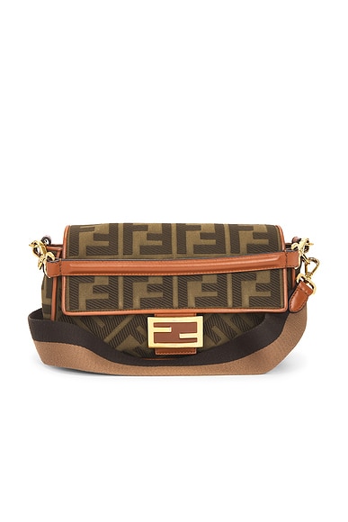 FWRD Renew Fendi Zucca Baguette NM Shoulder Bag in Brown