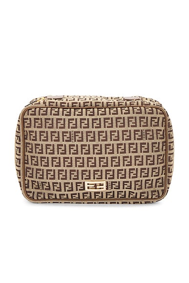 FWRD Renew Fendi Zucchino Pouch in Brown