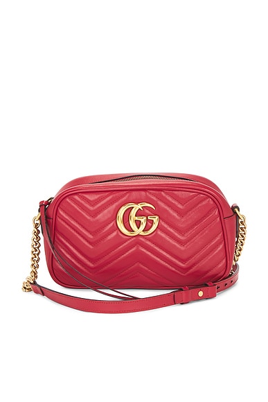 FWRD Renew Gucci GG Marmont Shoulder Bag in Hibiscus Red