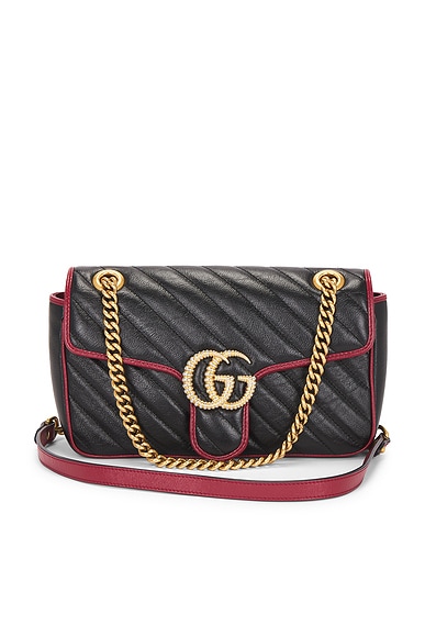 FWRD Renew Gucci GG Marmont Shoulder Bag in Black