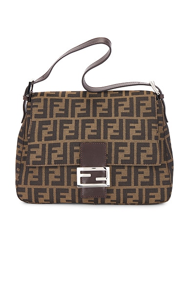 FWRD Renew Fendi Zucca Mama Forever Baguette Shoulder Bag in Tobacco Brown