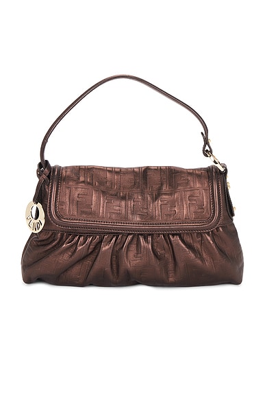 FWRD Renew Fendi Zucca Chef Shoulder Bag in Brown