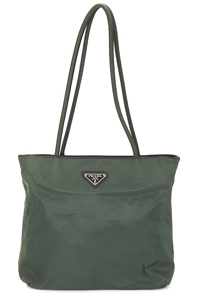 FWRD Renew Prada Tessuto Tote Bag in Green