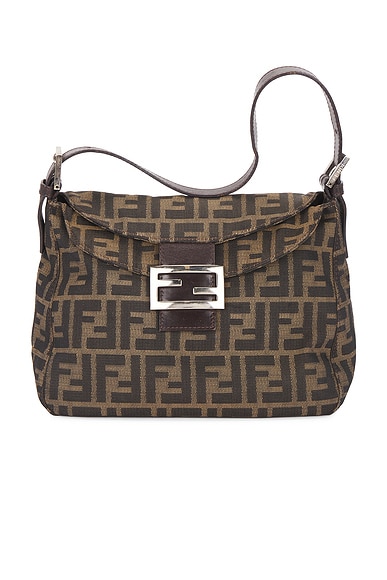 FWRD Renew Fendi Zucca Shoulder Bag in Brown