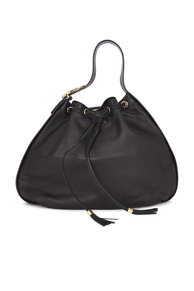 FWRD Renew Gucci Interlocking Icon Drawstring Hobo Bag in Black