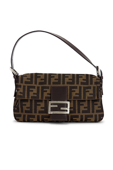 FWRD Renew Fendi Zucca Baguette Shoulder Bag in Tobacco Brown