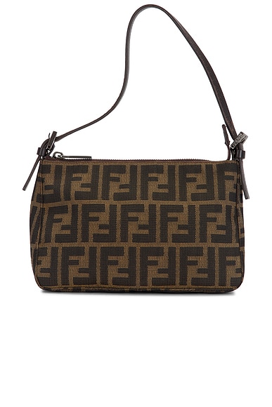 FWRD Renew Fendi Zucca Shoulder Bag in Brown