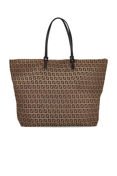 FWRD Renew Fendi Zucchino Tote Bag in Brown