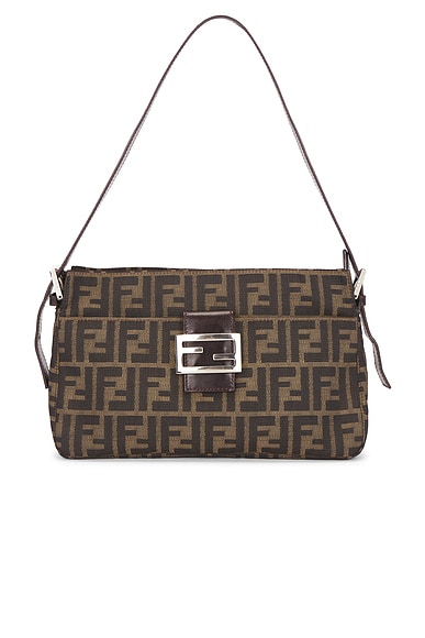 FWRD Renew Fendi Zucca Shoulder Bag in Brown