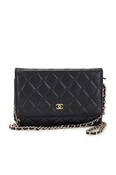FWRD Renew Chanel Caviar Classic Wallet On Chain in Black