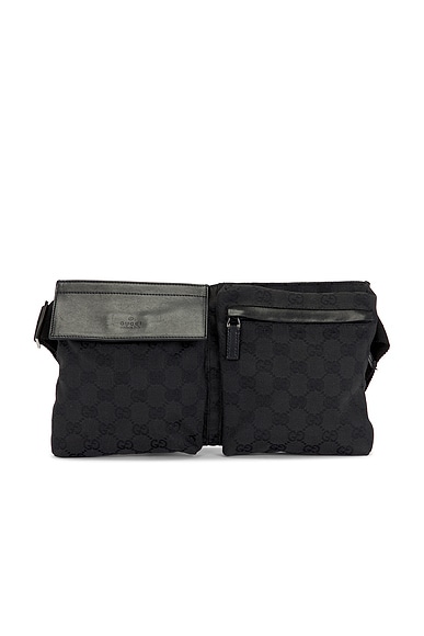 FWRD Renew Gucci Double Pocket Belt Bag in Black