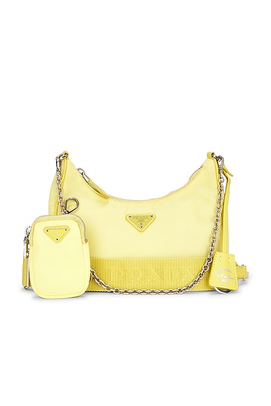 FWRD Renew Prada Re-Edition 2005 Re-Nylon Shoulder Bag in Yellow
