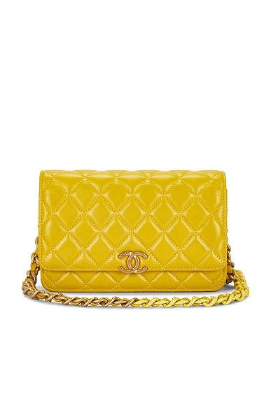 FWRD Renew Chanel Lambskin Wallet On Chain in Yellow