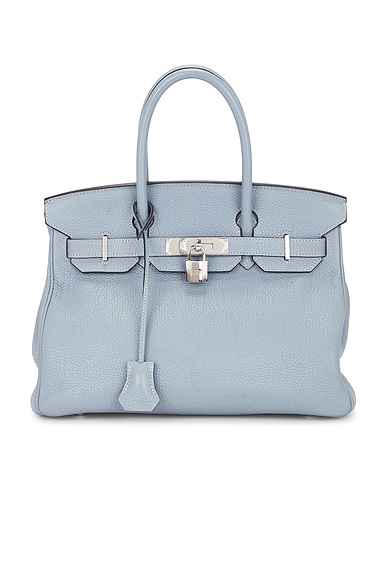 FWRD Renew Hermes Togo Birkin 30 Handbag in Blue Lin