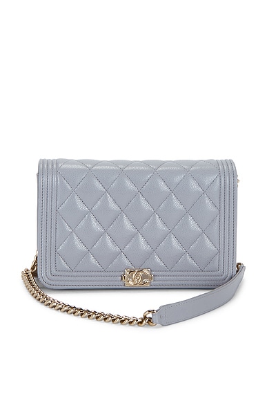 FWRD Renew Chanel Calfskin Boy Wallet On Chain in Purple