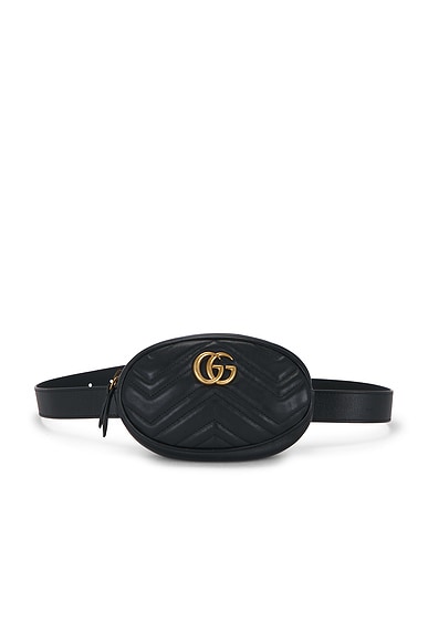 FWRD Renew Gucci GG Marmont Belt Bag in Black