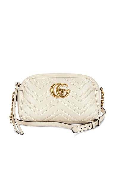FWRD Renew Gucci GG Marmont Shoulder Bag in White