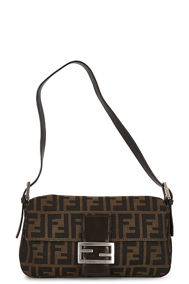 FWRD Renew Fendi Zucca Baguette Shoulder Bag in Tobacco Brown