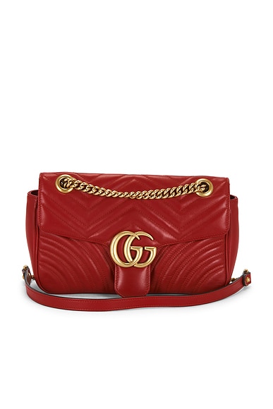 FWRD Renew Gucci GG Marmont Shoulder Bag in Hibiscus Red