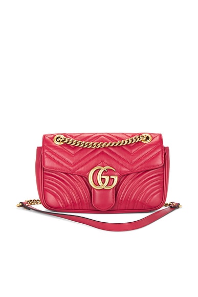 FWRD Renew Gucci GG Marmont Shoulder Bag in Hibiscus Red