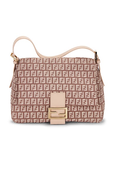 FWRD Renew Fendi Zucchino Mama Baguette Shoulder Bag in Beige