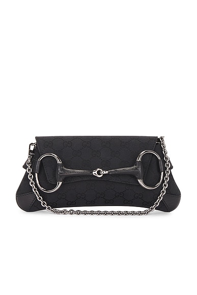 FWRD Renew Gucci Horsebit Clutch in Black