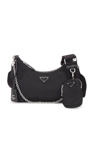 FWRD Renew Prada Re-Edition 2005 Re-Nylon Shoulder Bag in Black