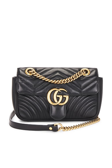 FWRD Renew Gucci Mini GG Marmont Shoulder Bag in Black