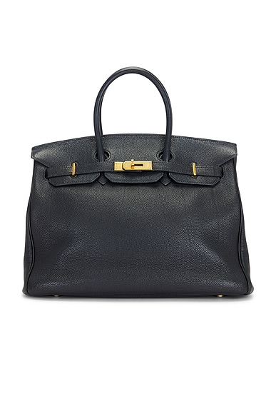 FWRD Renew Hermes Togo Birkin 35 Retourne Handbag in Noir