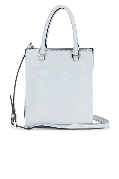 FWRD Renew Prada Mini Drill Tote Bag in White