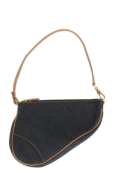 FWRD Renew Dior Denim Pochette Saddle Bag in Blue
