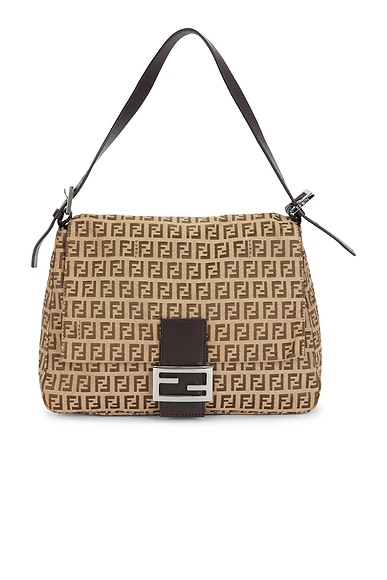 FWRD Renew Fendi Zucchino Mama Baguette Shoulder Bag in Neutral
