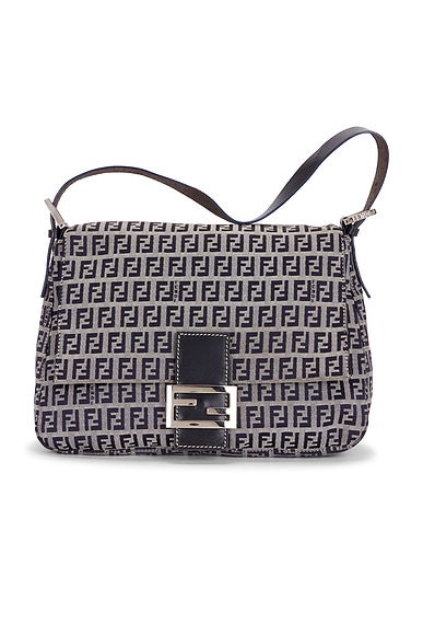 FWRD Renew Fendi Zucchino Mama Baguette Shoulder Bag in Blue