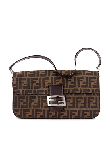 FWRD Renew Fendi Zucca Baguette Shoulder Bag in Brown