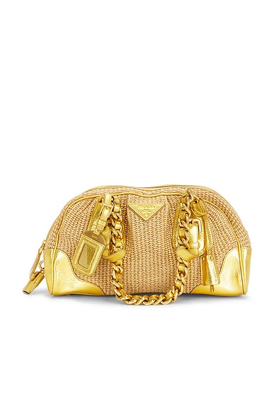 FWRD Renew Prada Paglia & Cinghiale Handbag in Neutral