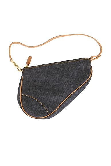 FWRD Renew Dior Denim Pochette Saddle Bag in Blue