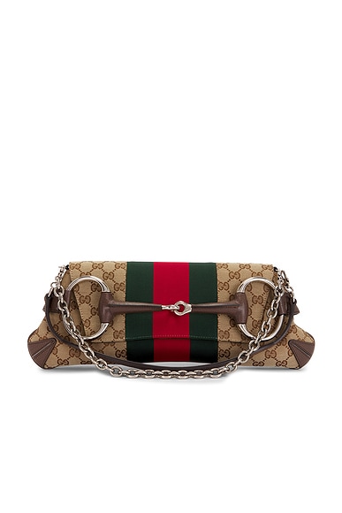 FWRD Renew Gucci Horsebit Clutch in Beige