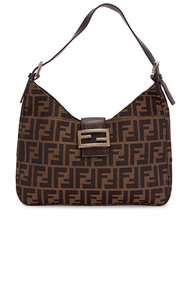 FWRD Renew Fendi Zucca Mama Forever Baguette Shoulder Bag in Tobacco Brown